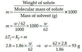 Kf for water is 1. 86 kg per mol. If your automobile radiator hold 1kg ...
