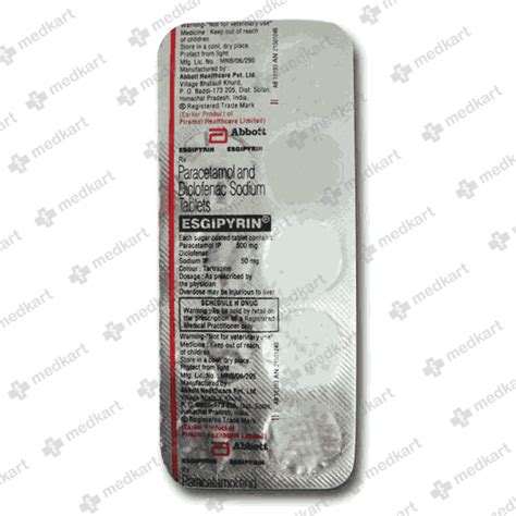 ESGIPYRIN TABLET 10'S, Price, Composition & Generic Alternatives - Medkart