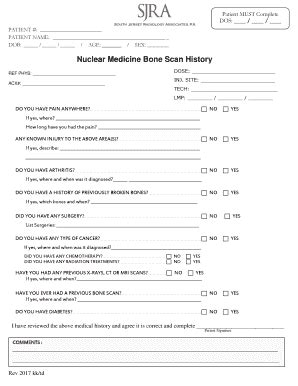 Fillable Online Nuclear Medicine Bone Scan History Fax Email Print ...