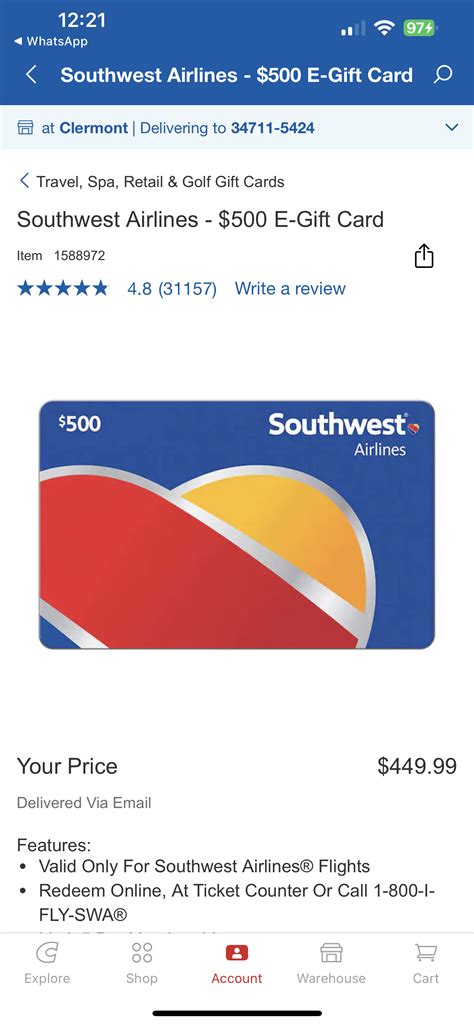 This COSTCO Gift Card Deal Could Help You Save BIG on Southwest Flights ...