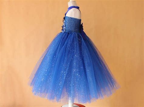 Shop Online Royal Blue Glitter Tutu Flower Dress with Free Hair Band