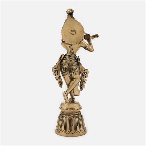 Beautiful Brass Krishna Statue playing Flute – DecorTwist