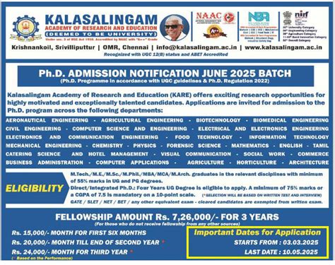 Kalasalingam University Admission Open For PhD Program 2025; Apply ...