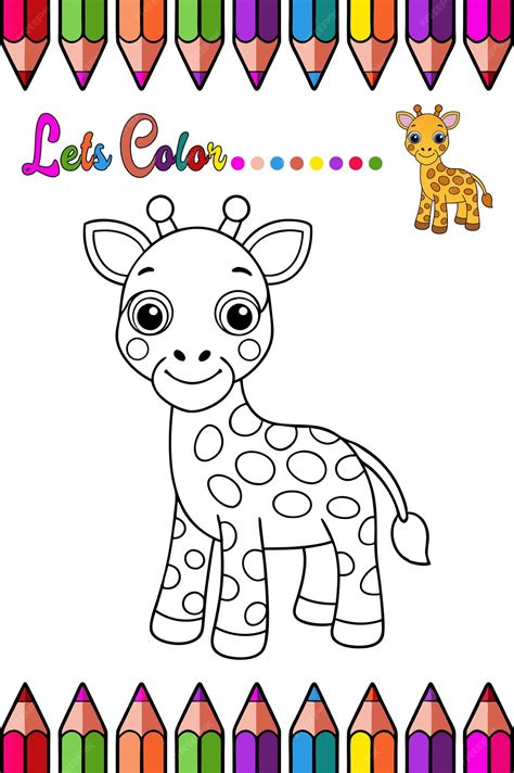 Premium Vector | GIRAFF Coloring Page for Kids Adorable Cartoon Animal ...