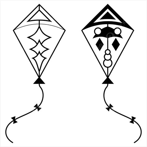 Kites In The Sky Clip Art Black And White