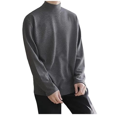 Men's Mock Turtleneck Long Sleeve T Shirts Basic Casual Knitted Half ...