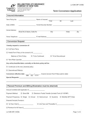 Fillable Online WILLIAM PENN LIFE INSURANCE Fax Email Print - pdfFiller