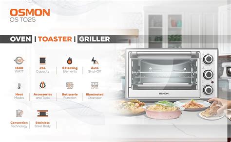 Buy OSMON OS T025 Oven Toaster Griller | 25 Ltr | 1500 Watt | Automatic ...