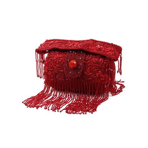 Buy Odette Red Embellished Clutch Bag Online
