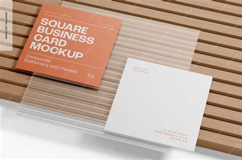 Premium PSD | Corporate Paper Square Business Cards Mockup, Left View