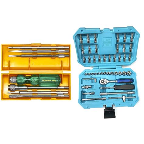 Taparia 840 Screw Driver Set with Neon Bulb+Taparia SA46 Steel Socket ...