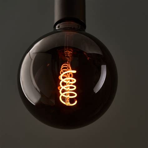 LED Smoked Tinted Glass Spiral Filament 125mm Globe Light Bulb 4W E27 ...
