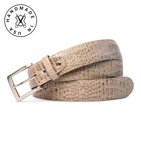 Taupe Alligator Genuine Calfskin Leather Golf Belt | Ace of Clubs – Ace ...