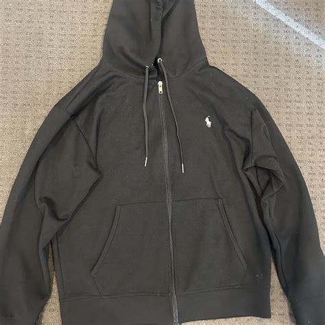 •Black polo hoodie size M •real •selling because... - Depop