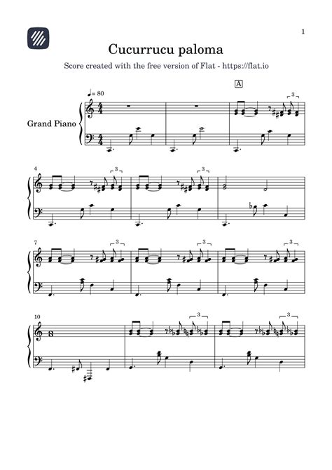 Cucurrucucu Paloma (arr. Daniel Boltyansky) by Tomás Méndez Sheet Music ...