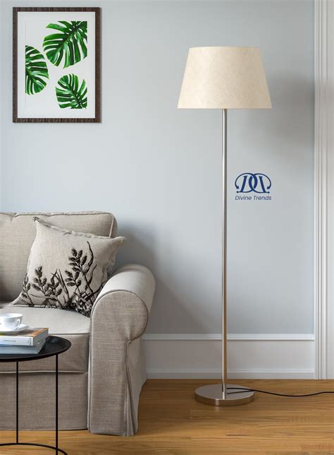 Divine Trends Floor Lamp Standing Modern Silver 5ft Height with Off ...
