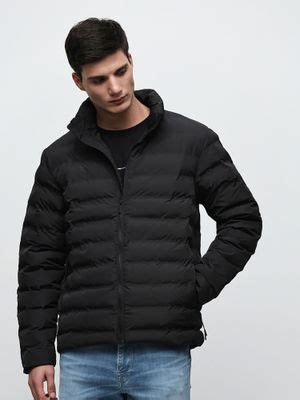Buy SELECTED HOMME Black High Neck Quilted Jacket Online