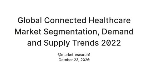 Global Connected Healthcare Market Segmentation, Demand and Supply ...