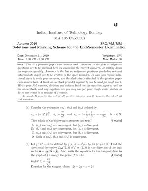 MA105 Short Quiz 10 Paper & Solution - Indian Institute of Technology ...