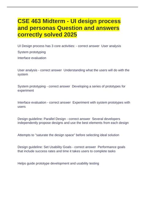 CSE 463 Midterm - UI design process and personas Question and answers ...