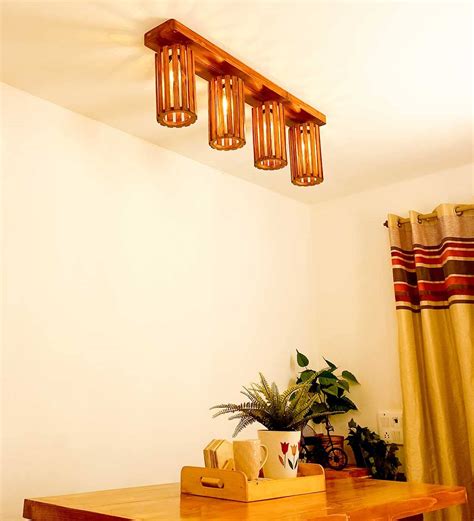 Buy Casa Brown Wooden 4 Series Ceiling Lamp | New Launches Table Lamp ...