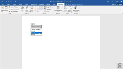 Utube How to Create Drop Down Menu in Word 的图像结果