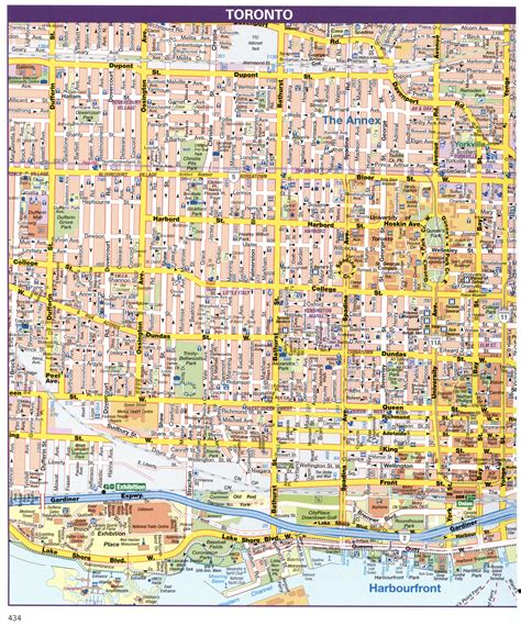 Toronto Canada city map. Printable tourist map of Toronto downtown