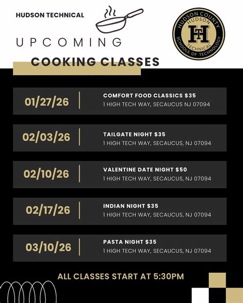 Upcoming Cooking Classes – Hudson County Schools of Technology