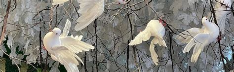 Artificial Real Touch White Pigeons Showpiece Figure Ornament