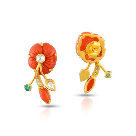 Coral and Diamond Earrings in 18 Kt – Amrapali Jewels