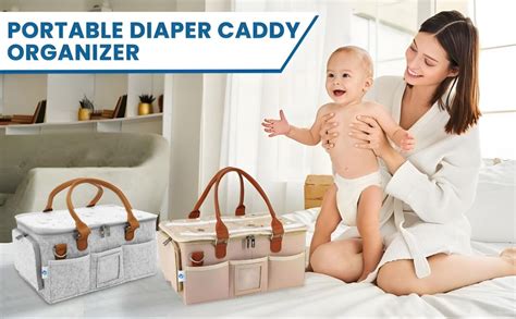 OCEANEVO Cute Felt Diaper Caddy Organizer Bag with Lid and Removable ...