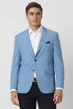 Buy Men Blue Print Slim Fit Wedding Blazer Online - 39827569 | Van Heusen