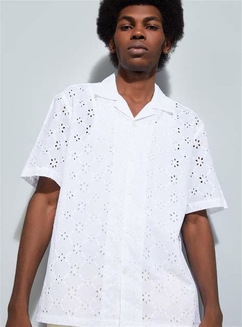 Buy URB_N Men Relaxed Fit Schiffli Resort Shirt Online at just Rs. 1049 ...