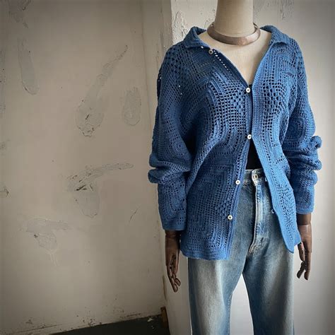 BODE / blue cotton crochet cardigan | cravittra