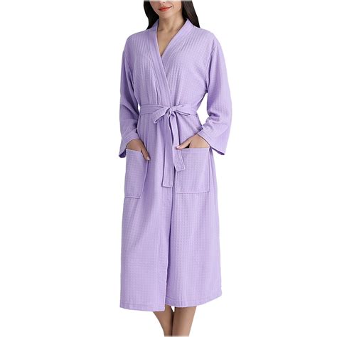 Women Mens Long Robe Casual V Neck Long Sleeve Couple Bathrobe ...