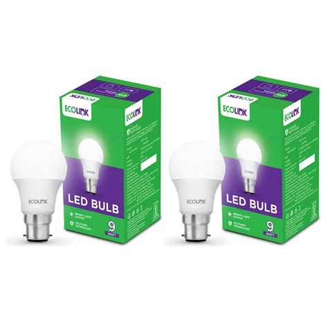 Buy EcoLink 9-Watt Base B22 LED Bulb (Cool White,Pack of 2) Online at ...