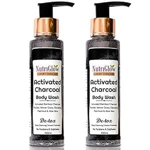 NUTRIGLOW Activated Charcoal Body Wash/Deep Cleansing, pack of 2 ...