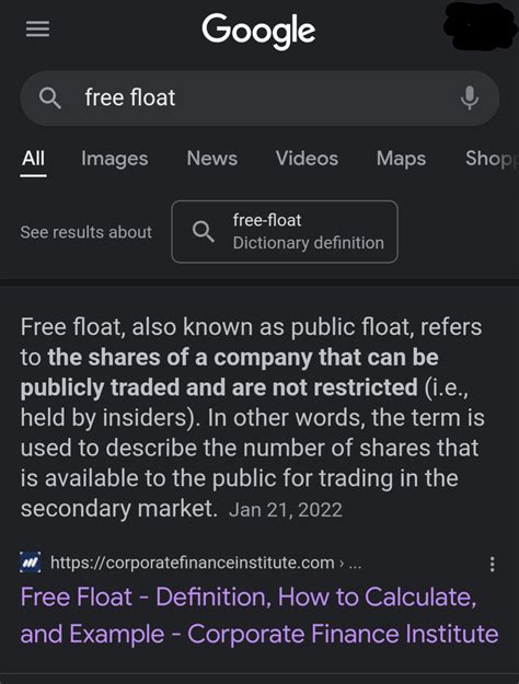 Free float by definition is shares outstanding minus restricted shares ...