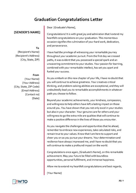 Sample Congratulations Letters for Graduation