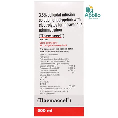 Heamacel Iv 500ml Price, Uses, Side Effects, Composition - Apollo Pharmacy