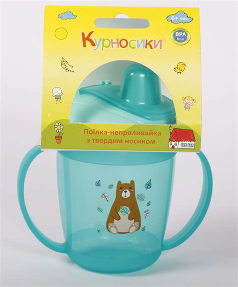 Поилка-непроливайка Курносики с твердым носиком 7021 250 мл Зеленый ...