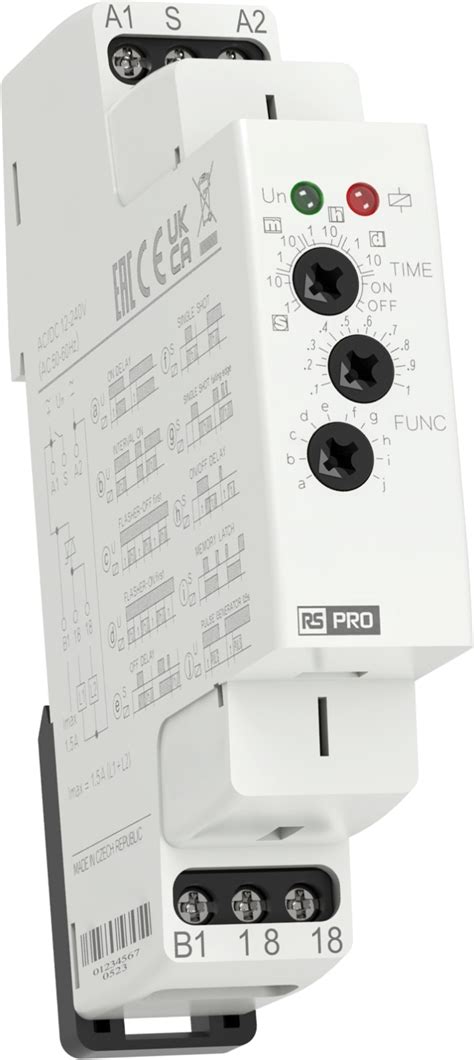 RS PRO | RS PRO DIN Rail Mount Timer Relay, 12 → 240V ac/dc, 1-Contact ...