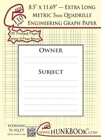 Buy Engineering Graph Paper (MC5QX-110 pages): Metric 5mm Quadrille ...