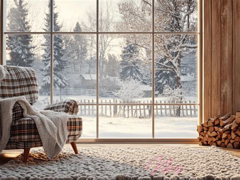 Cozy Rustic Winter Cabin Zoom Background Home Office Backdrop Cozy ...