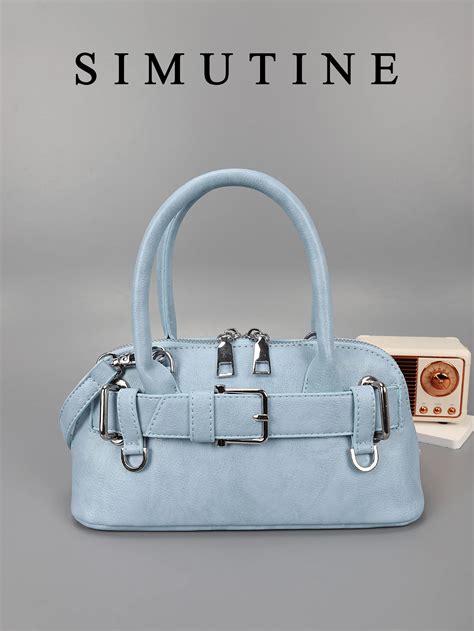 1pc SIMUTINE Solid Color High-Quality PU Zipper Handbag, Elegant Handle ...