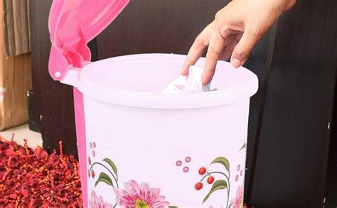 Nika ABS Plastic Small Mini Floral Design Pedal Dustbin 3 Liters ...