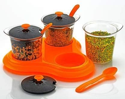 Buy Multipurpose Pickle Jar Set for Dining Plastic Spice Storage Rack 3 ...