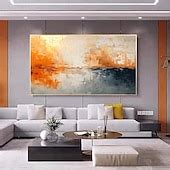 Hand Paint Abstract Orange Minimalist Oil Painting On Canvas Original ...