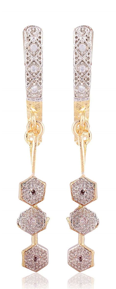 SKN Silver & Golden American Diamond Alloy Dangle & Drop Earrings for ...