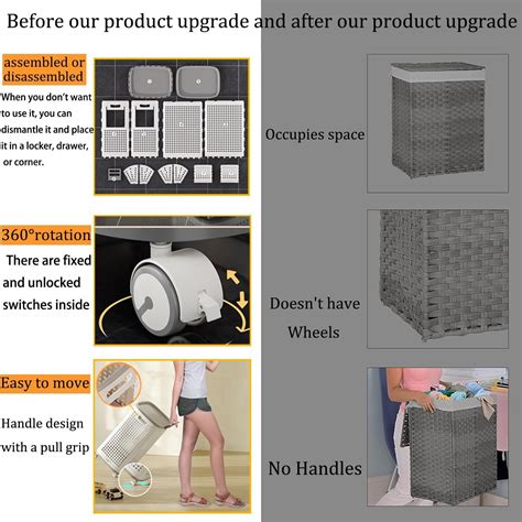 70L Rolling Laundry Hamper with Lid – Large Plastic Basket with Wheels ...